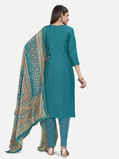 Teal Upada Silk Salwar Suit Acy6877 Closure View