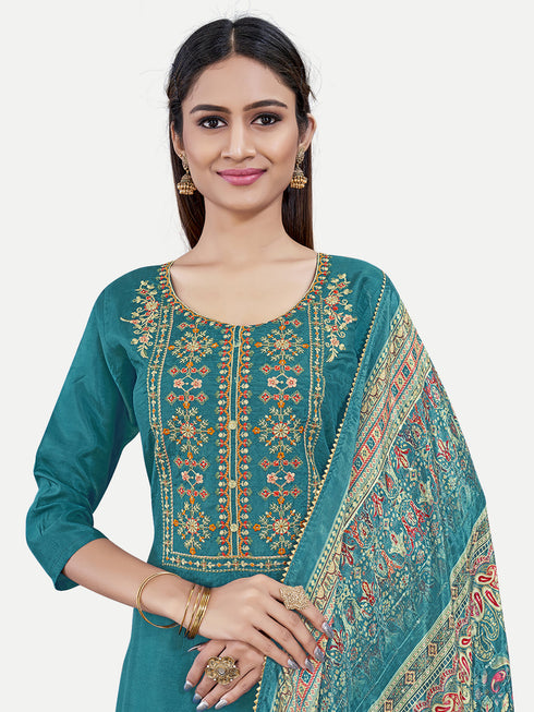 Teal Upada Silk Salwar Suit Acy6877 Back View