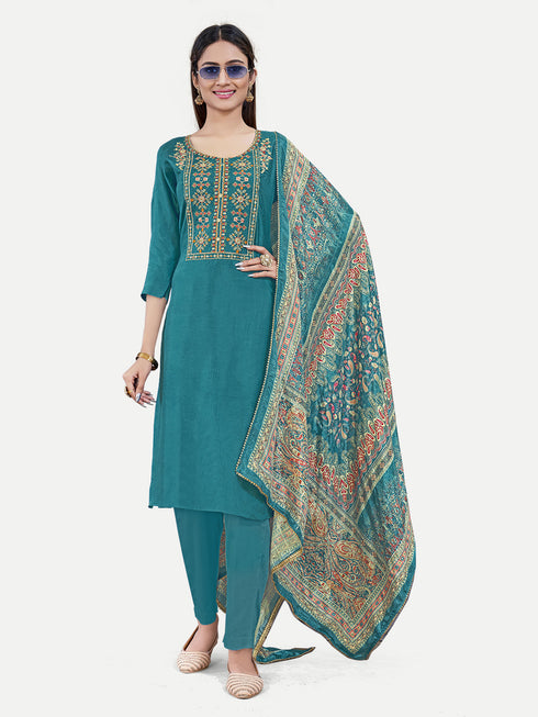 Teal Upada Silk Salwar Suit Acy6877