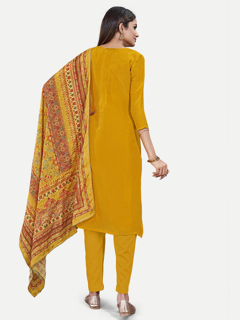Mustard Upada Silk Salwar Suit Acy6880 Closure View