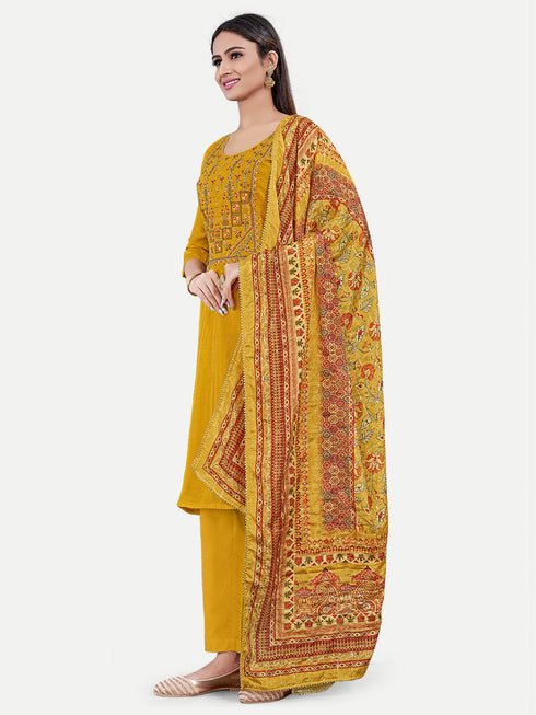 Mustard Upada Silk Salwar Suit Acy6880 Salwar Kameez