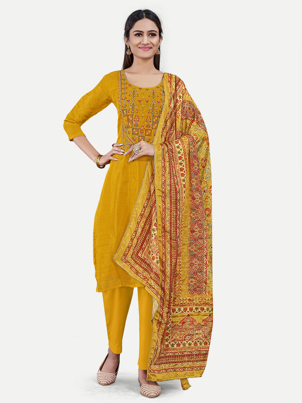 Mustard Upada Silk Salwar Suit Acy6880