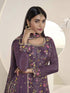Purple Chinon Sharara Suit Acy6893 Back View