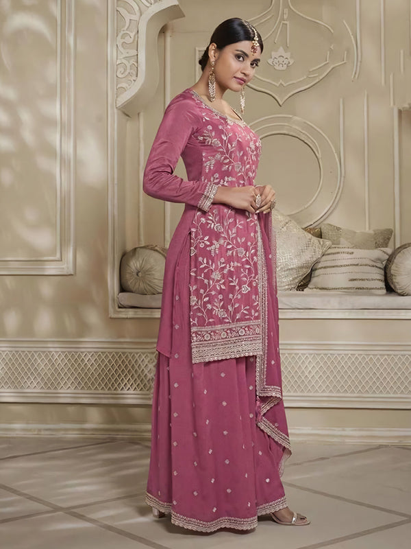Pink Chinon Sharara Suit Acy6895