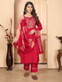 Red Vertical Silk Pant Suit Acy6900