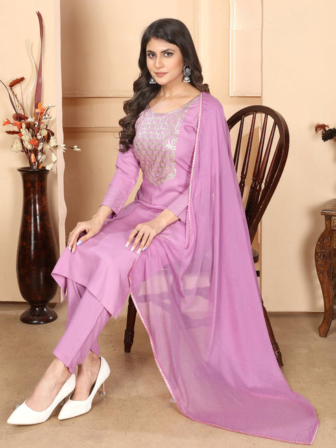 Purple Rayon Pant Suit Acy6902 Closure View