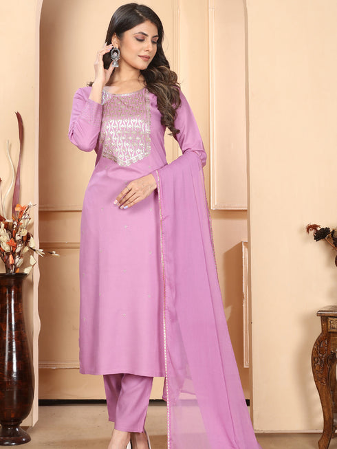 Purple Rayon Pant Suit Acy6902