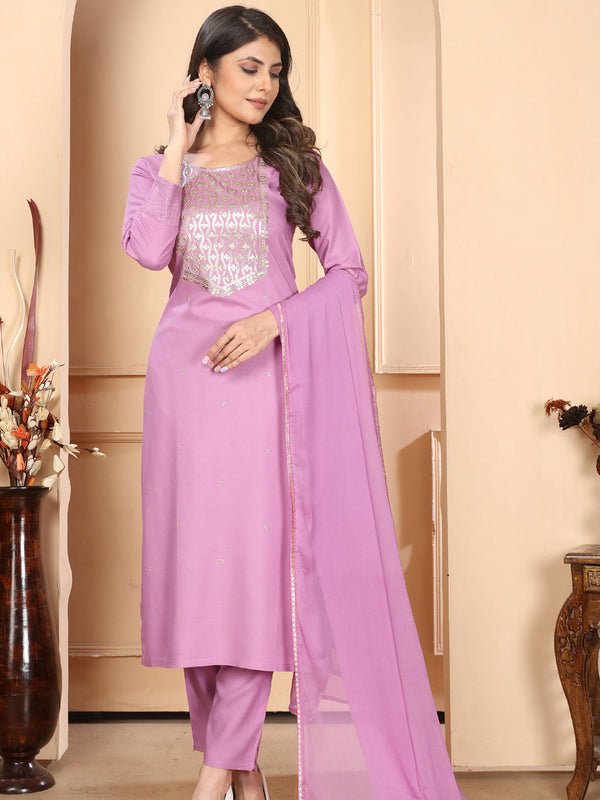 Purple Rayon Pant Suit Acy6902