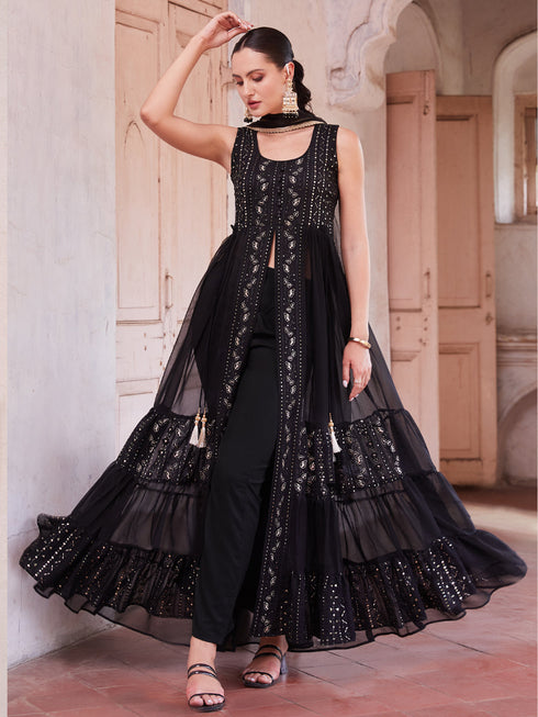 Black Georgette Pant Suit Acy6907