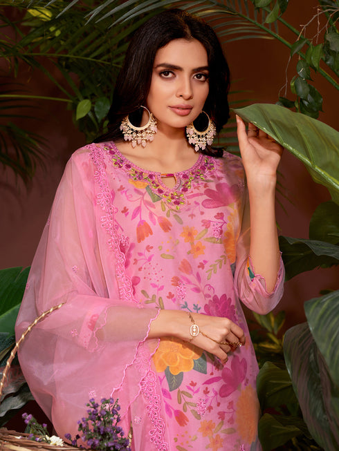 Pink Organza Pant Suit Acy6923 Back View