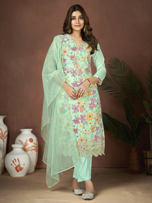 Sea Green Organza Pant Suit Acy6928
