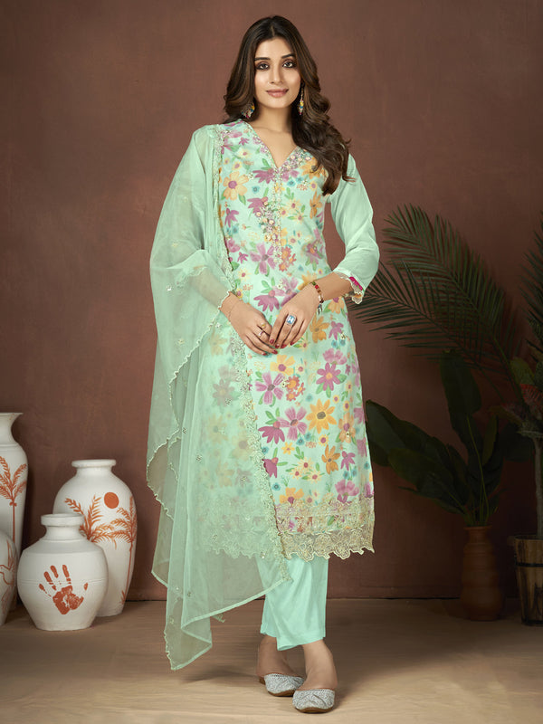 Sea Green Organza Pant Suit Acy6928