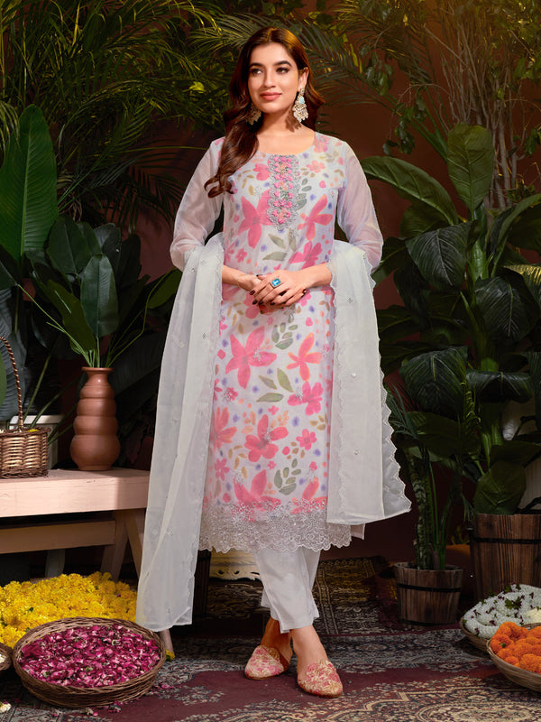Grey Organza Pant Suit Acy6929