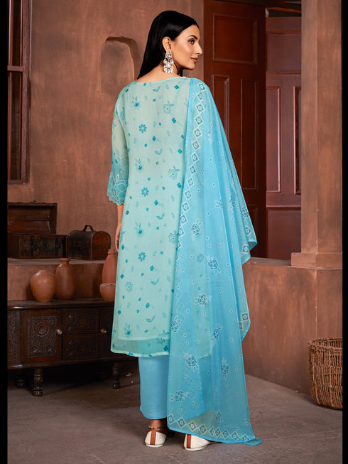 Blue Organza Pant Suit Acy6930 Closure View
