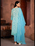 Blue Organza Pant Suit Acy6930 Closure View