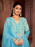 Blue Organza Pant Suit Acy6930 Back View