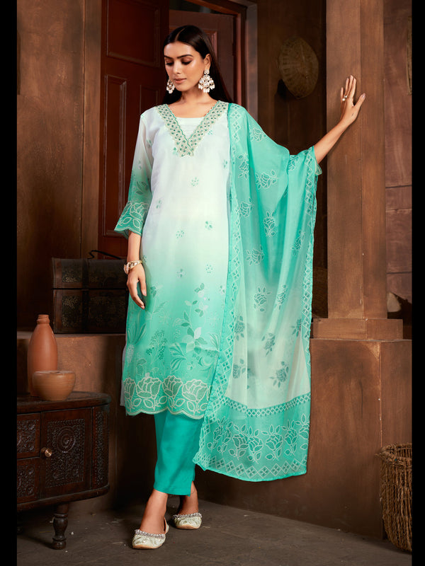 Sea Green Organza Pant Suit Acy6931