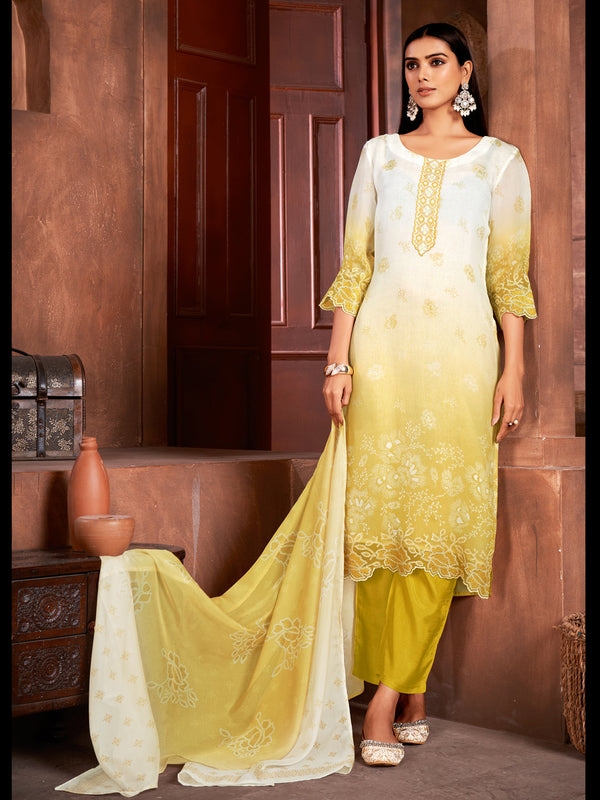 Mustard Organza Pant Suit Acy6932