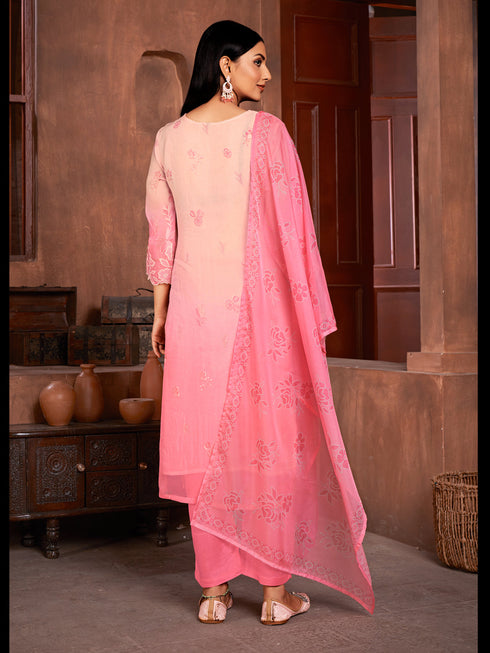 Pink Organza Pant Suit Acy6933 Closure View