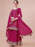 Pink Viscose Chinon Sharara Suit Acy6935