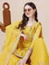 Yellow Viscose Chinon Sharara Suit Acy6936 Back View