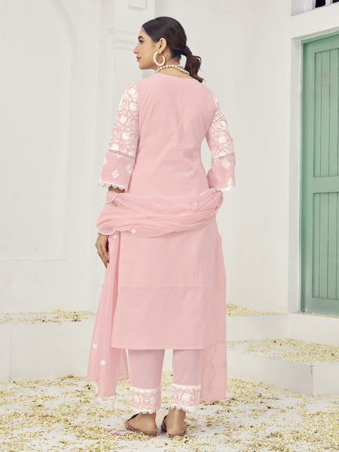 Pink Cotton Pant Suit Acy6993 Closure View