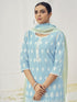 Sky Blue Cotton Pant Suit Acy6995 Back View