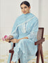 Blue Cotton Pant Suit Acy6996 Back View