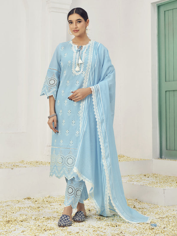 Blue Cotton Pant Suit Acy6996