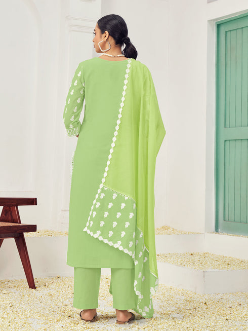 Green Cotton Pant Suit Acy6997 Closure View