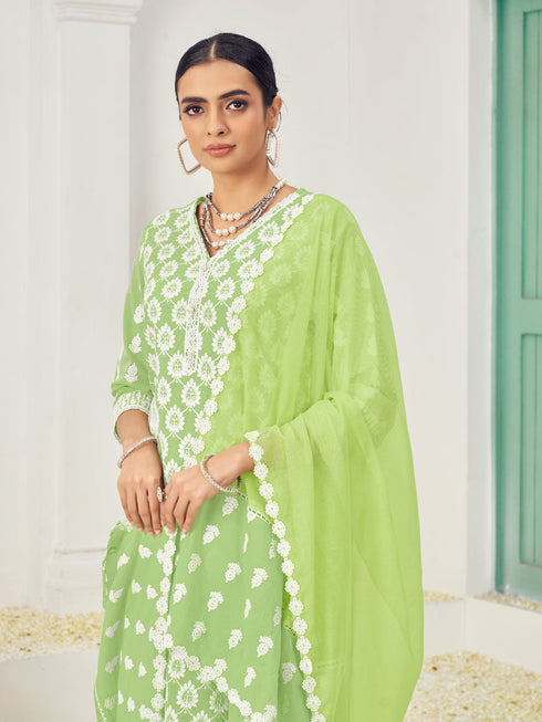 Green Cotton Pant Suit Acy6997 Back View
