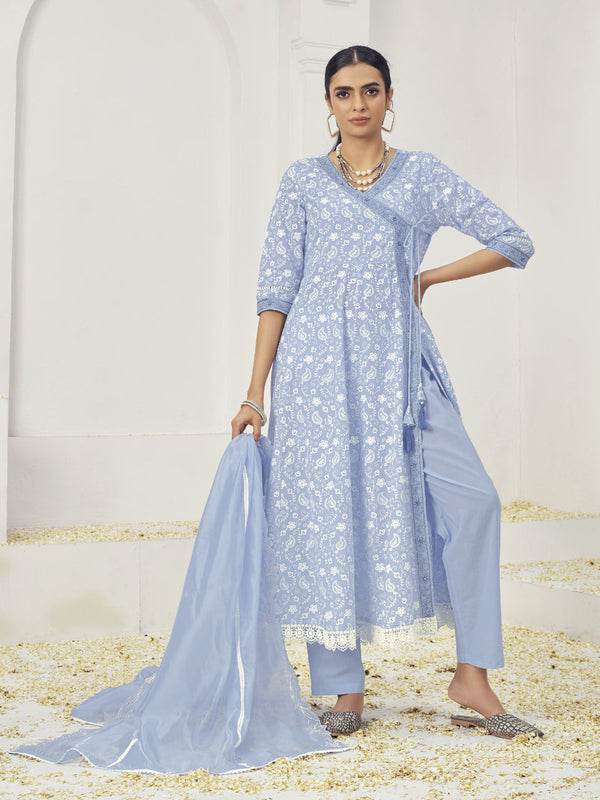 Sky Blue Cotton Pant Suit Acy7001
