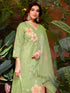 Green Linen Cotton Pant Suit Acy7053 Back View