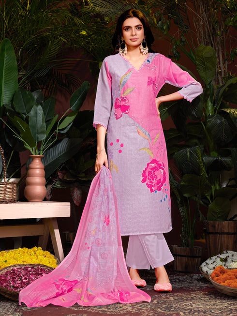 Pink Linen Cotton Pant Suit Acy7054