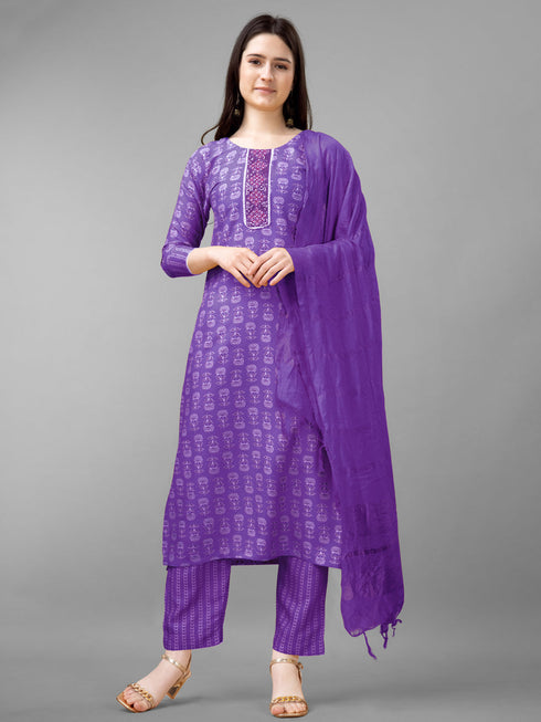 Purple Rayon Pant Suit Acy7057