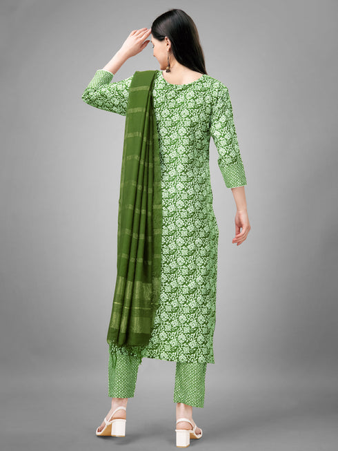 Green Rayon Pant Suit Acy7059 Closure View