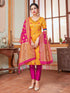Yellow Banarasi Silk Pant Suit Acy7202
