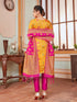 Yellow Banarasi Silk Pant Suit Acy7202 Closure View