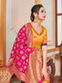 Yellow Banarasi Silk Pant Suit Acy7202 Back View
