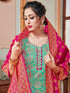 Teal Banarasi Silk Pant Suit Acy7203 Back View