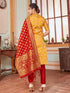 Yellow Banarasi Silk Pant Suit Acy7204 Closure View