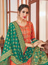 Orange Banarasi Silk Pant Suit Acy7208 Back View
