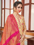 Cream Banarasi Silk Pant Suit Acy7210 Back View