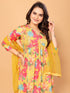 Yellow Viscose Chinon Crochet Sharara Suit Acy7296 Back View