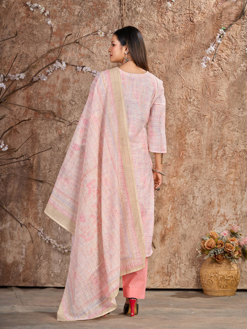 Pink Lilan Cotton Pant Suit Acy7468 Closure View