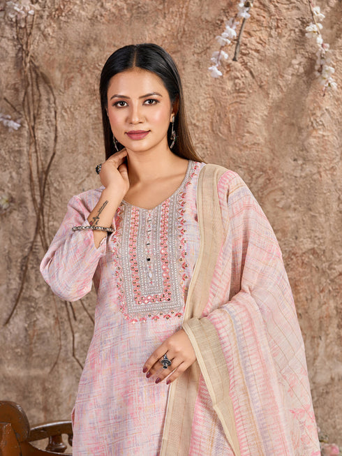 Pink Lilan Cotton Pant Suit Acy7468 Back View