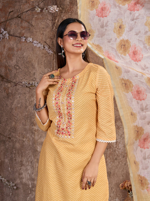 Yellow Lilan Cotton Pant Suit Acy7471 Back View