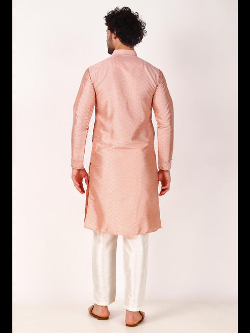 Pink Kurta Art Silk Payjama Closure View