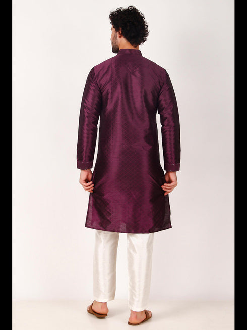 Purple Kurta Art Silk Payjama Closure View