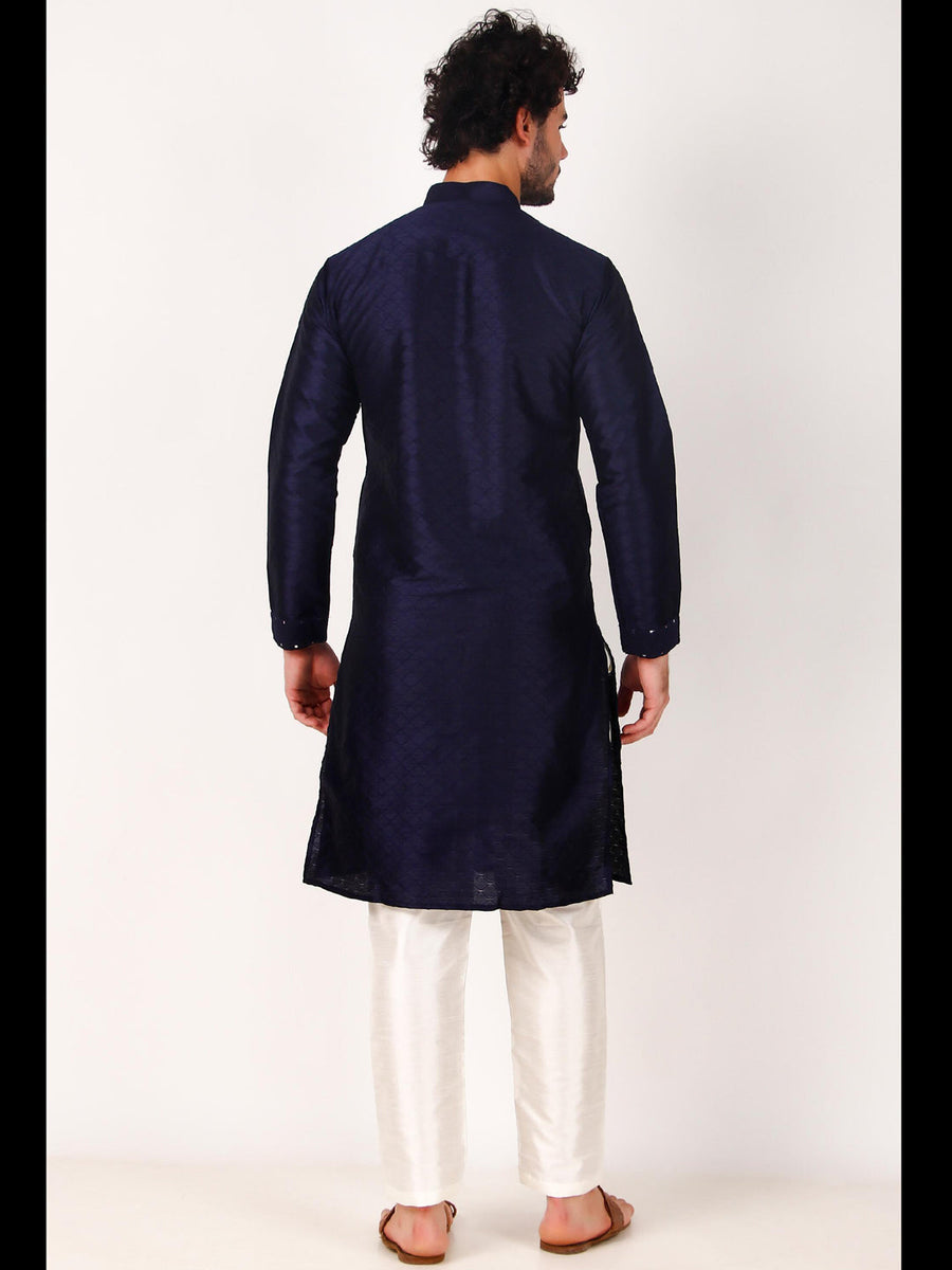 Blue Festive Wear Readymade Kurta Payjama With Embroidery Work